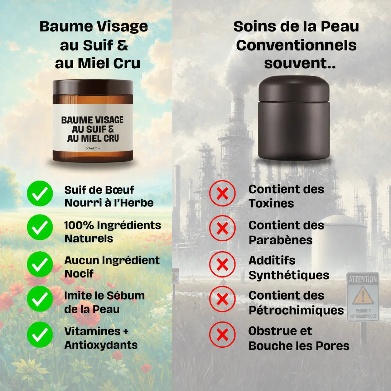 Baume Visage au Suif et au Miel Brut