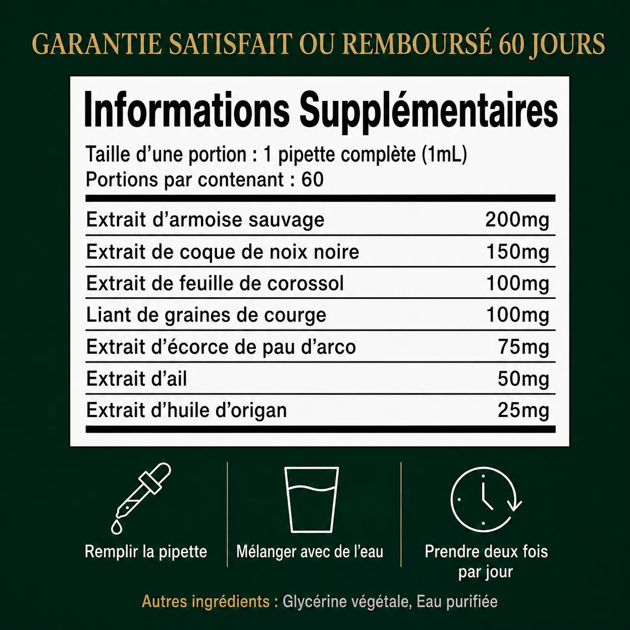 Gouttes aux herbes d’armoise sauvage récoltée à l’état naturel BRENF