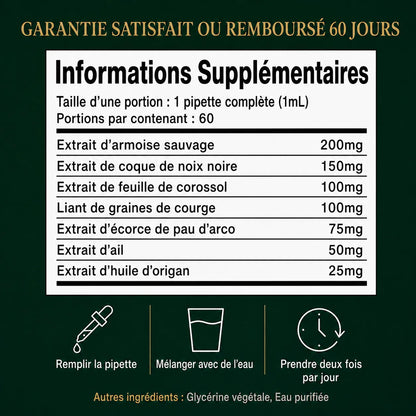 Gouttes aux herbes d’armoise sauvage récoltée à l’état naturel BRENF
