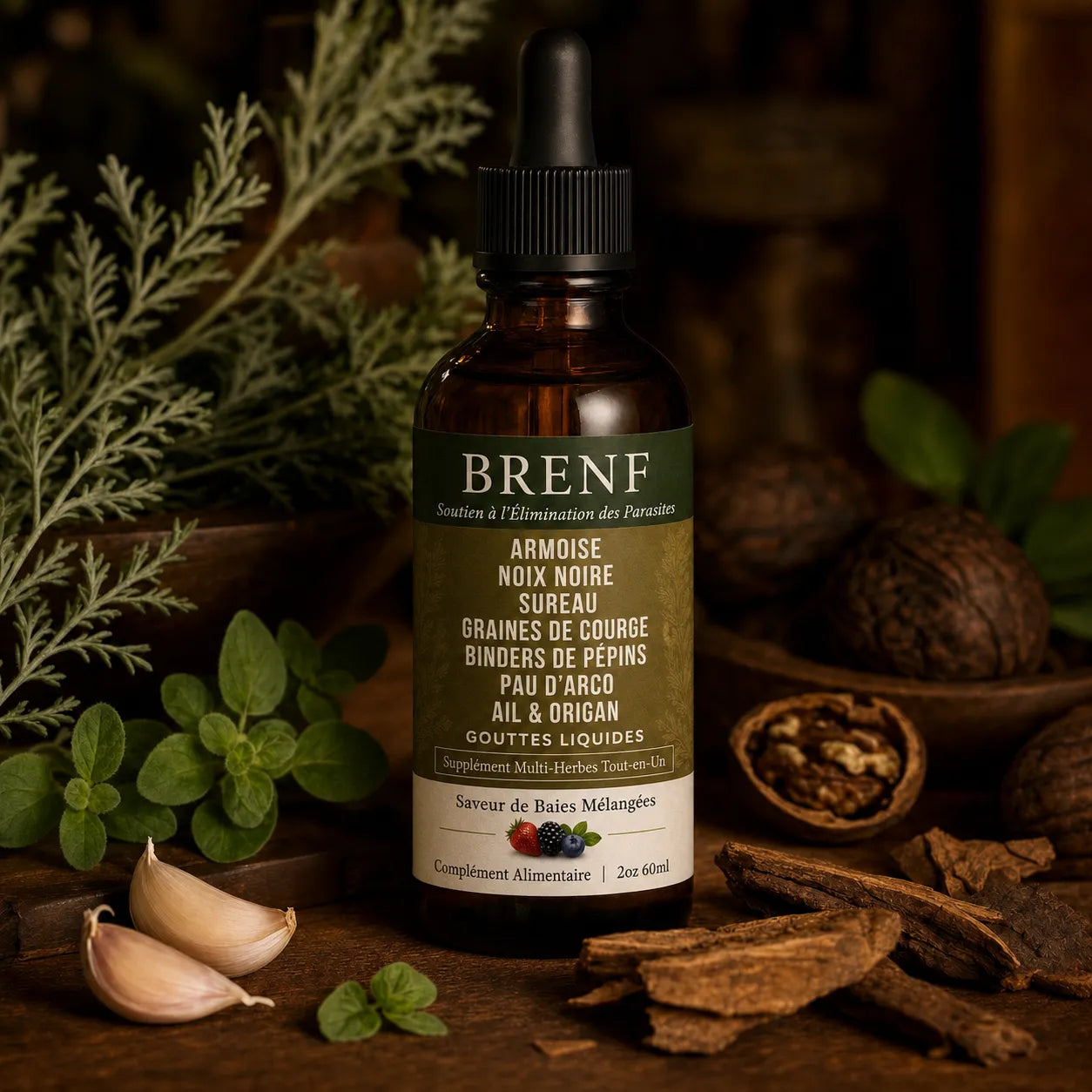 Gouttes aux herbes d’armoise sauvage récoltée à l’état naturel BRENF