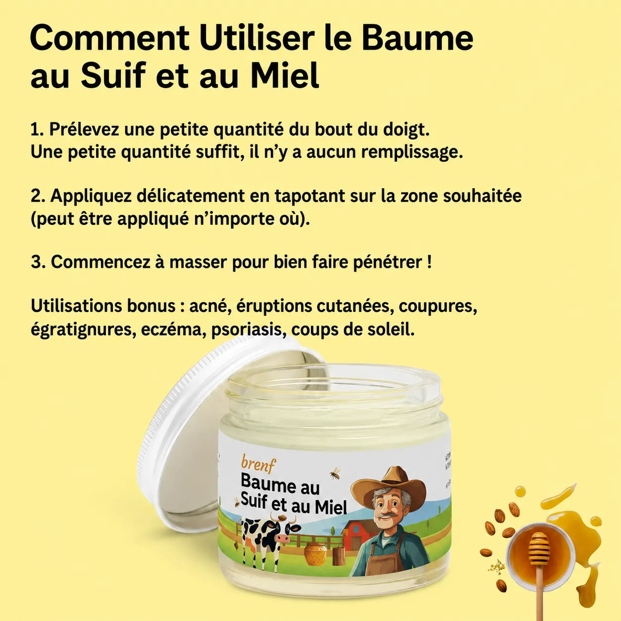Baume au Suif et au Miel – 2 oz